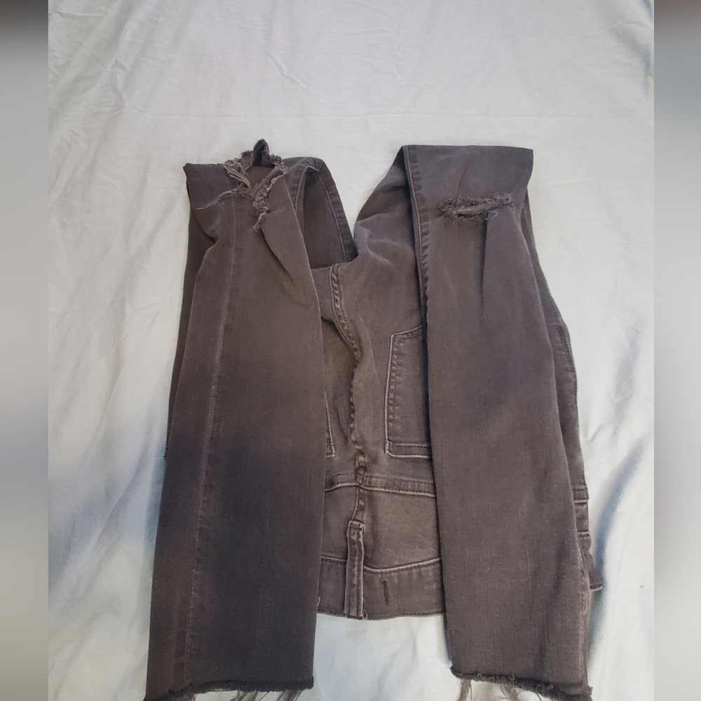 Madewell Charcoal 9" High-Rise Distressed Women's Skinny Jeans Size 25 - Picture 3 of 6